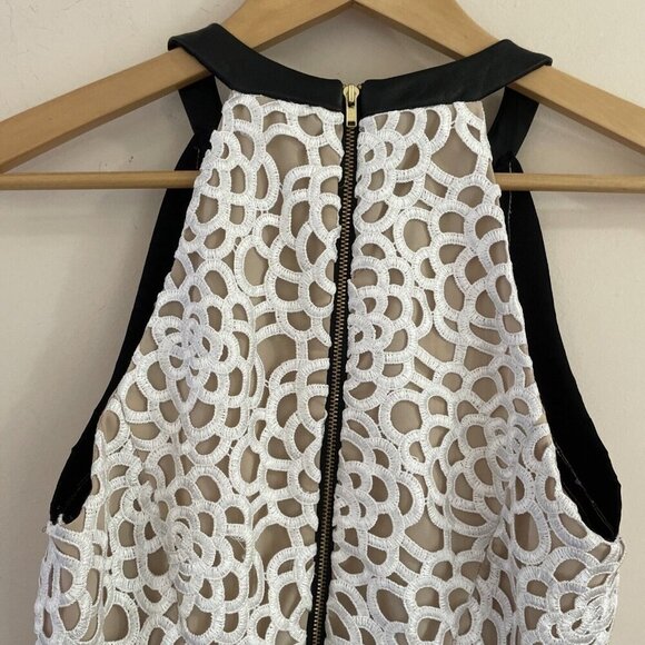 ABS Allen Schwartz Halter Dress Size 6 Ivory Lace Black Skirt Rockabilly Pin Up - Picture 9 of 15